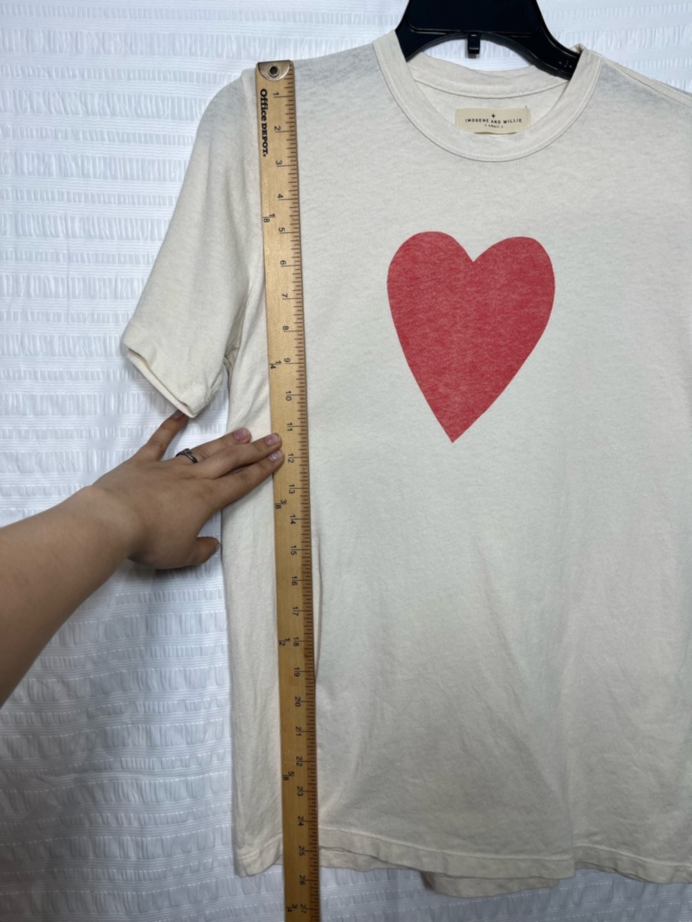 Imogene and Willie Women’s Heart Cotton Crewneck Cream T-shirt Size Small - Picture 6 of 6